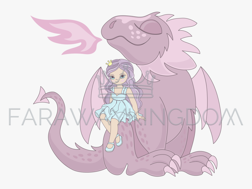 Dragon Vector Png -princess Dragon Birthday Party Cartoon - Cartoon Girl And Dragon, Transparent Png, Free Download
