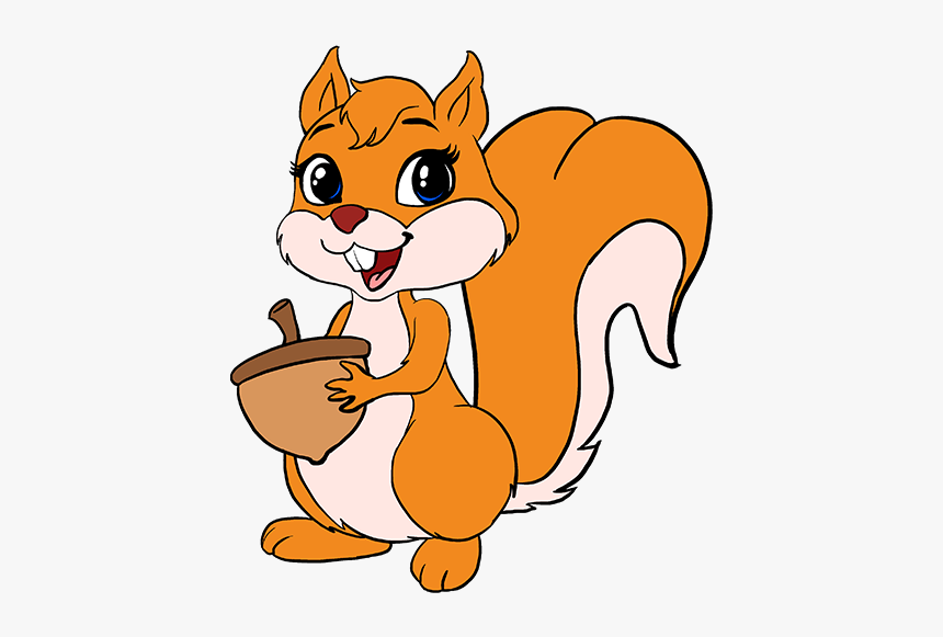 Clipart Love Squirrel - Drawing Of Squirrel With Colour, HD Png Download, Free Download