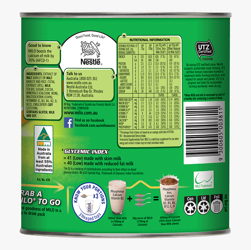 Milo Nutrition Label, HD Png Download, Free Download