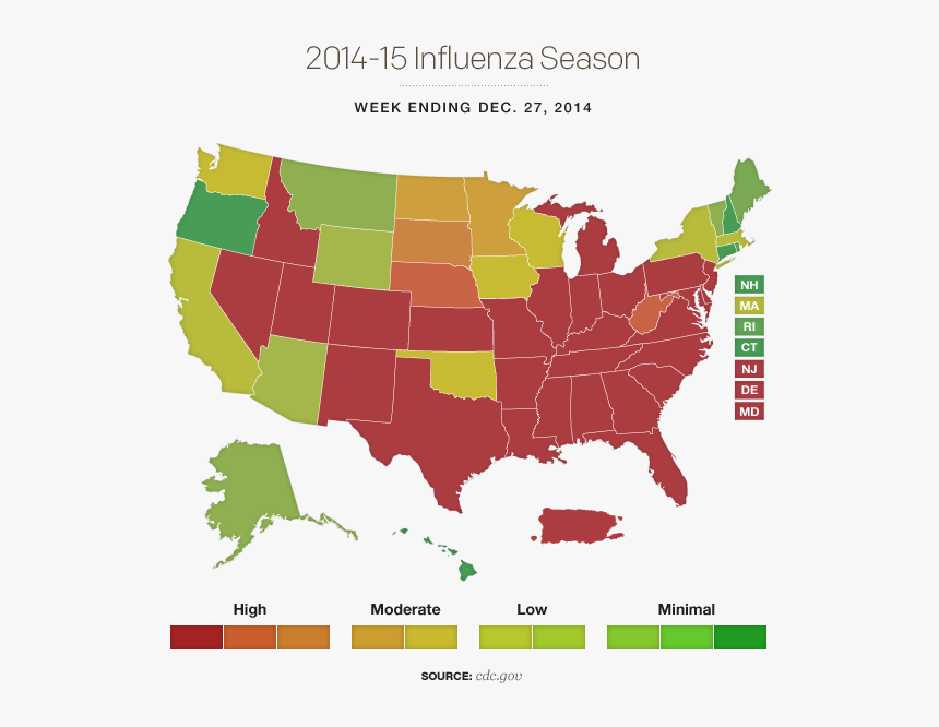 Flu-map150105 - Us Gdp Heat Map, HD Png Download, Free Download