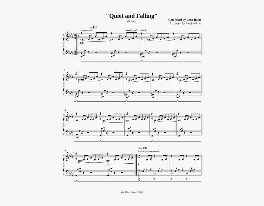 Celeste Quiet And Falling Sheet Music, HD Png Download, Free Download