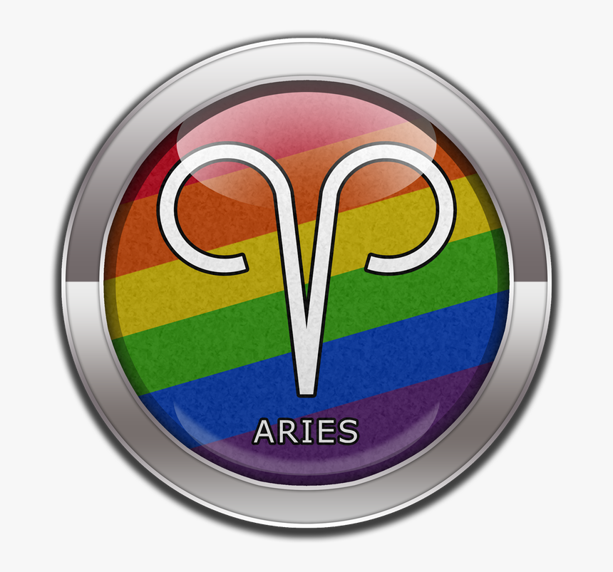 Aries Horoscope Symbol On Round Lgbt Rainbow Pride - Circle, HD Png Download, Free Download