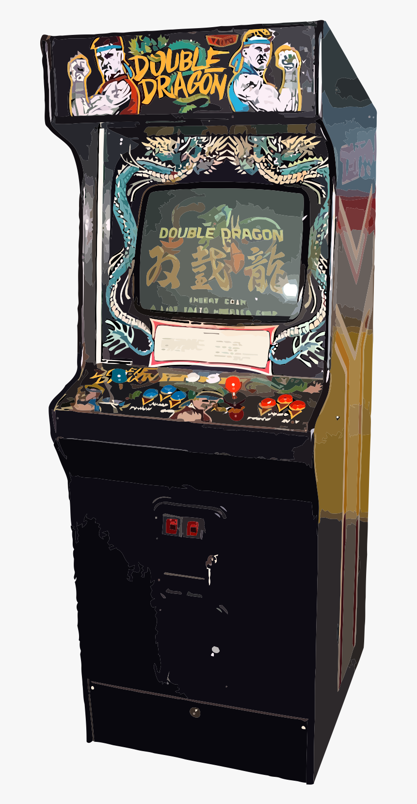 Video Game Arcade Cabinet,games,arcade Game,electronic - Cabinet Double Dragon Arcade Artwork, HD Png Download, Free Download