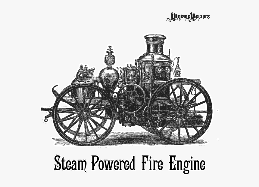 Vector Art Of Steam Engine Fire Truck - Vector Graphics, HD Png Download, Free Download