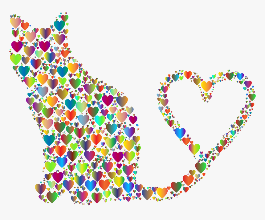 Cat 2 Silhouette Heart Tail Hearts - Heart Png Images Free Download, Transparent Png, Free Download