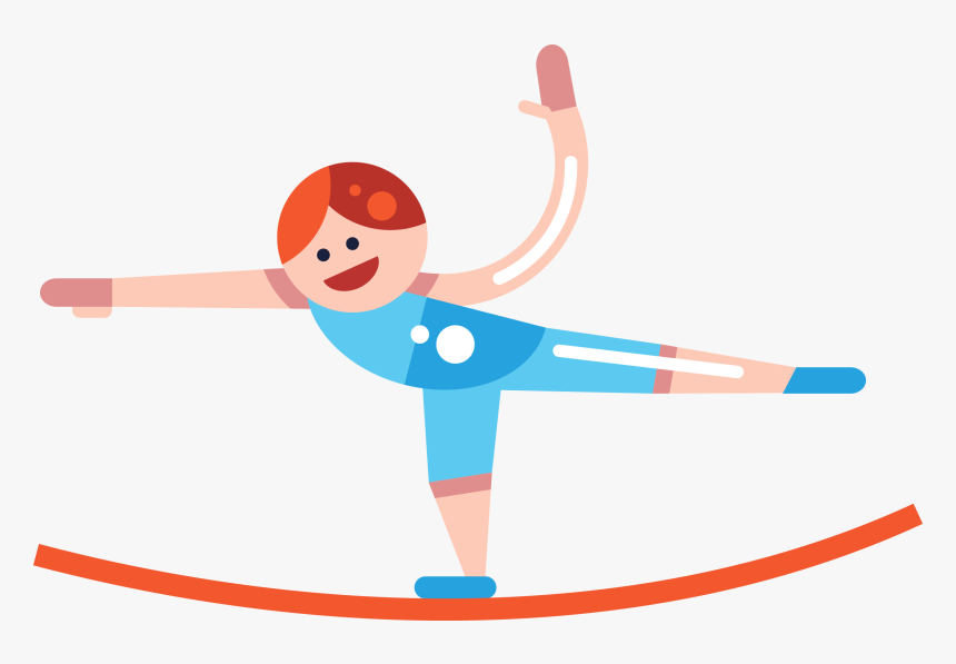 Circus Cartoon Tightrope Walking - Tight Rope Walking Cartoon, HD Png Download, Free Download