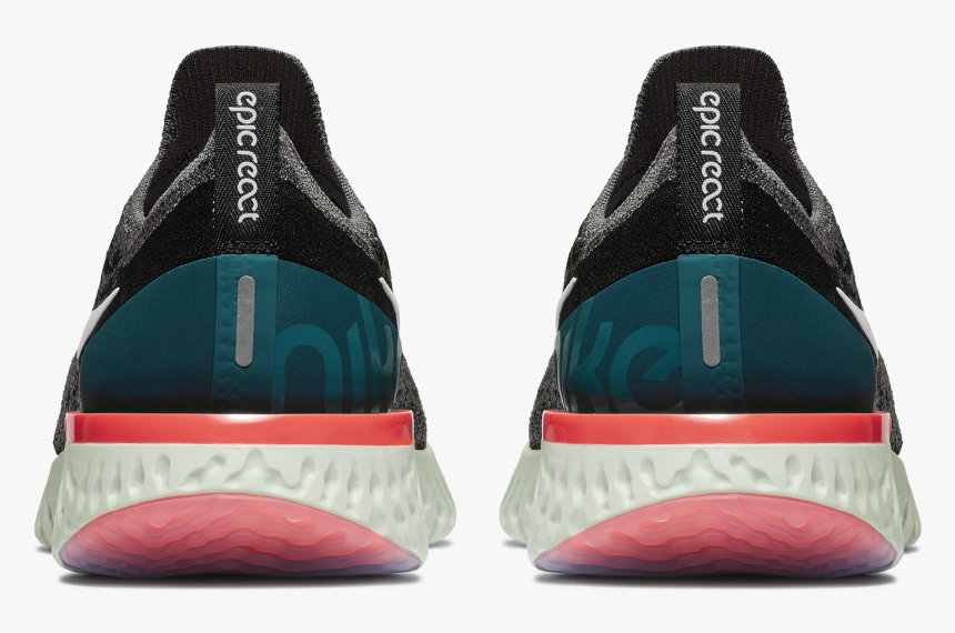 Nike Epic React Flyknit Gunsmoke Black Geode Teal White, HD Png Download, Free Download