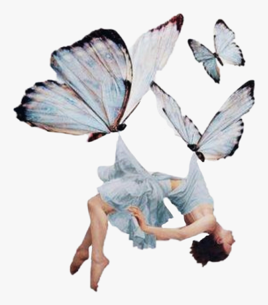 #mujer Volando Mariposas - Double Exposure Photography Butterflies, HD Png Download, Free Download