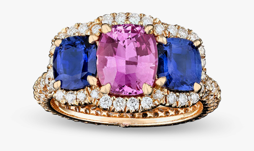 Untreated Blue And Pink Sapphire Ring - Sapphire Jewelry, HD Png Download, Free Download