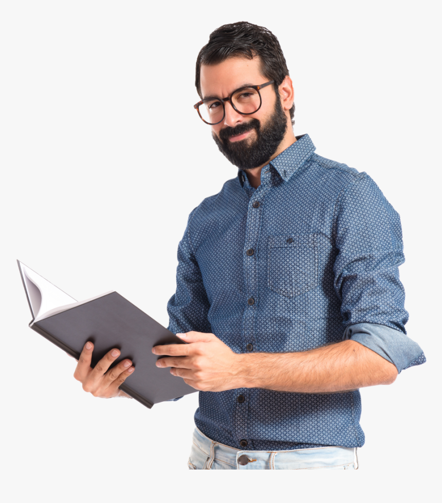 Hipster Man Png - Man With Book Png, Transparent Png, Free Download