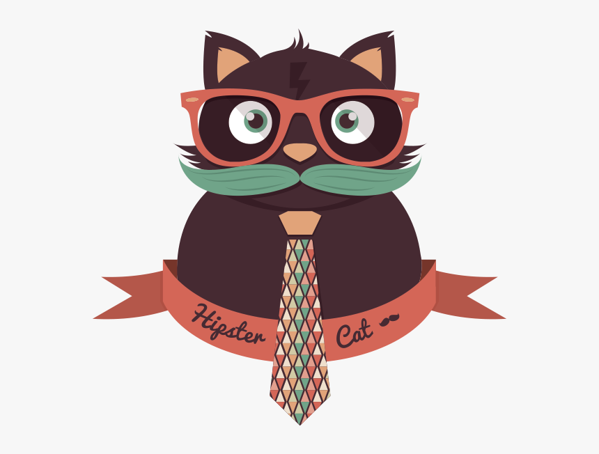 Retro Bow Hipster Cat Logo, HD Png Download, Free Download