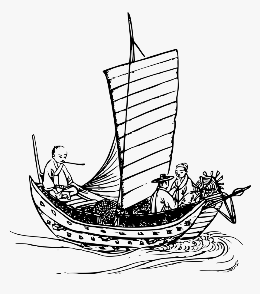 Boat In Water Drawing Png, Transparent Png, Free Download