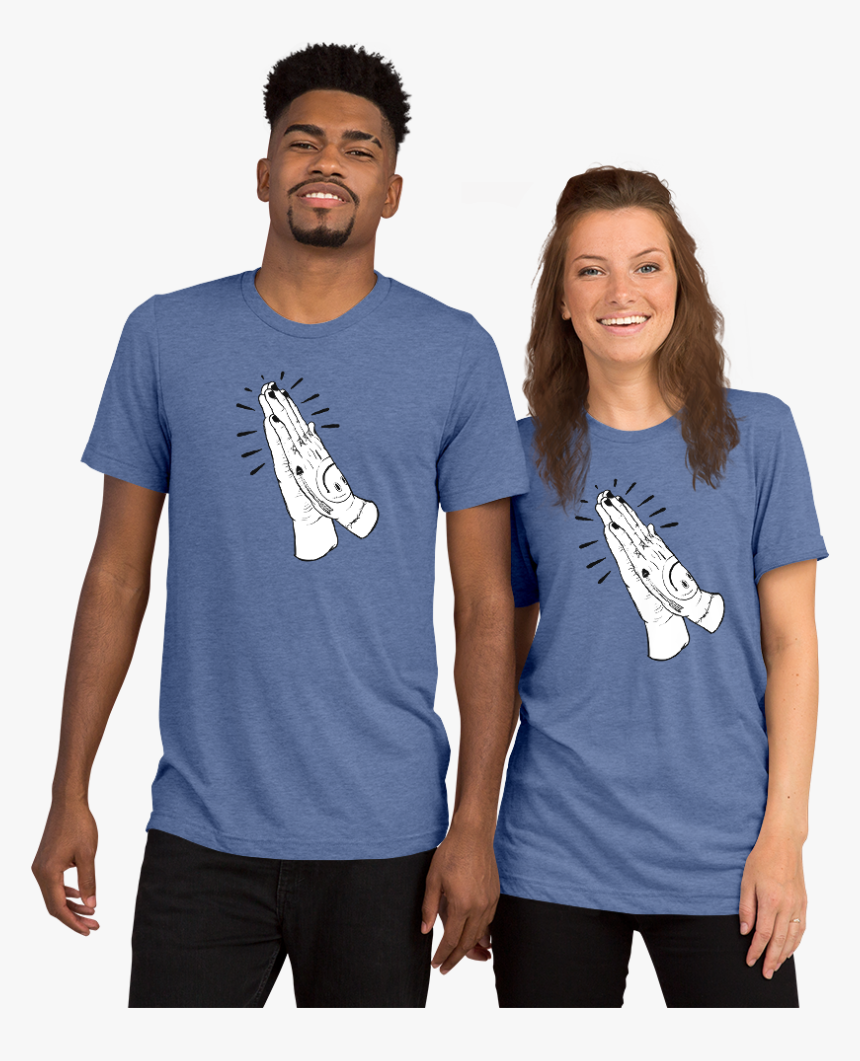 28452 Mockup Front Couples Blue-triblend - T Shirts With Foxes, HD Png Download, Free Download