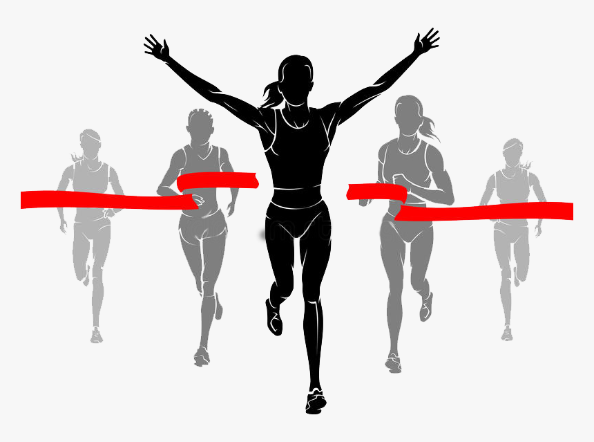 Transparent Cross Country Clipart - Female Runner Finish Line Silhouette, HD Png Download, Free Download