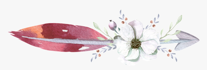 Flower Arrow Feather Watercolor Hand Painted Transparent - Flower Arrow Png, Png Download, Free Download