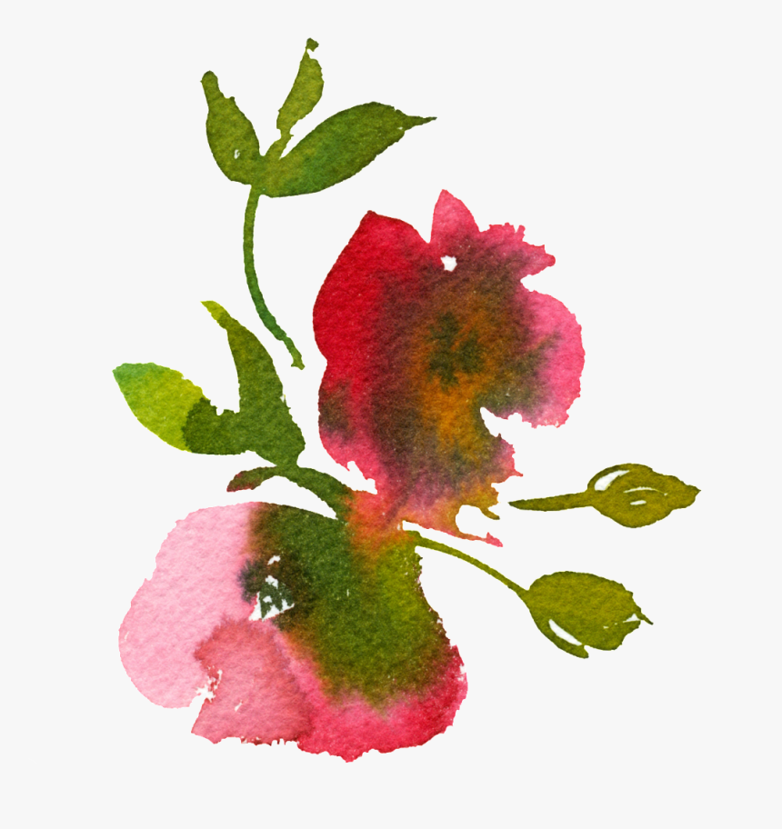 Hand Painted Smudged Watercolor Flower Png Transparent - Transparent Watercolor Painting Watercolor Flowers, Png Download, Free Download