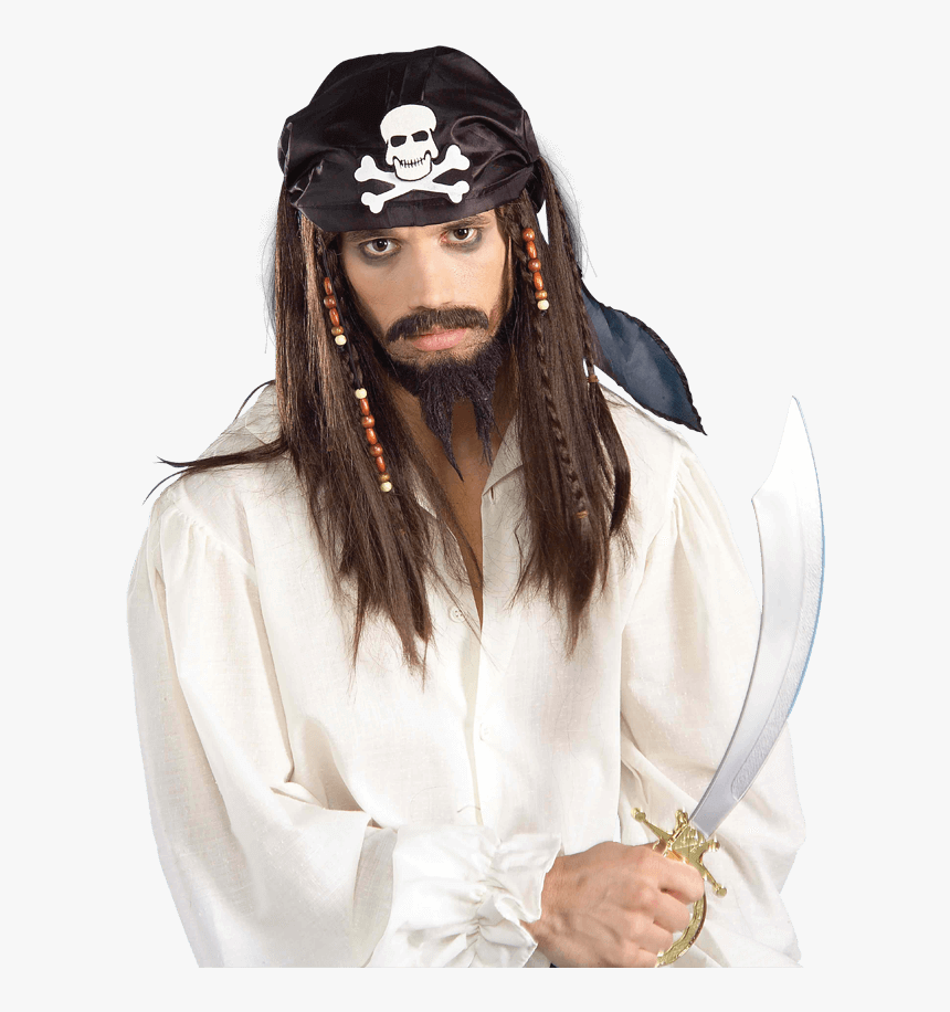 Caribbean Pirate Wig - Jack Sparrow Wig And Beard, HD Png Download, Free Download