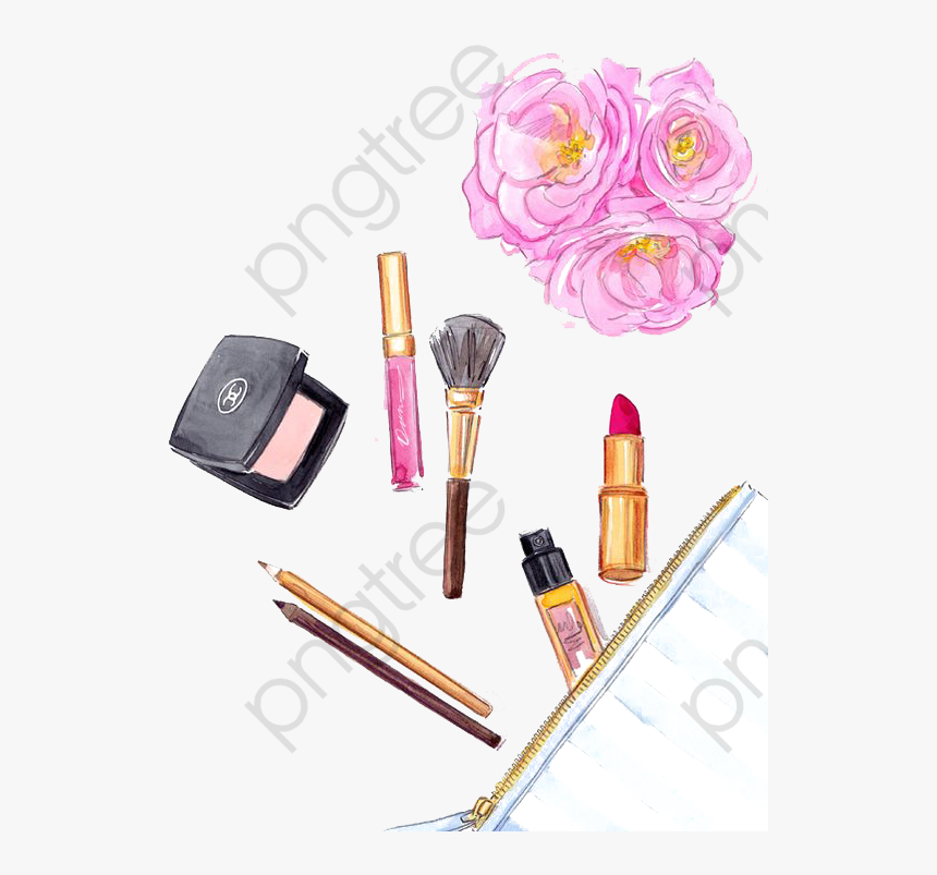 Watercolor Clipart Makeup - Dibujos De Make Up, HD Png Download, Free Download