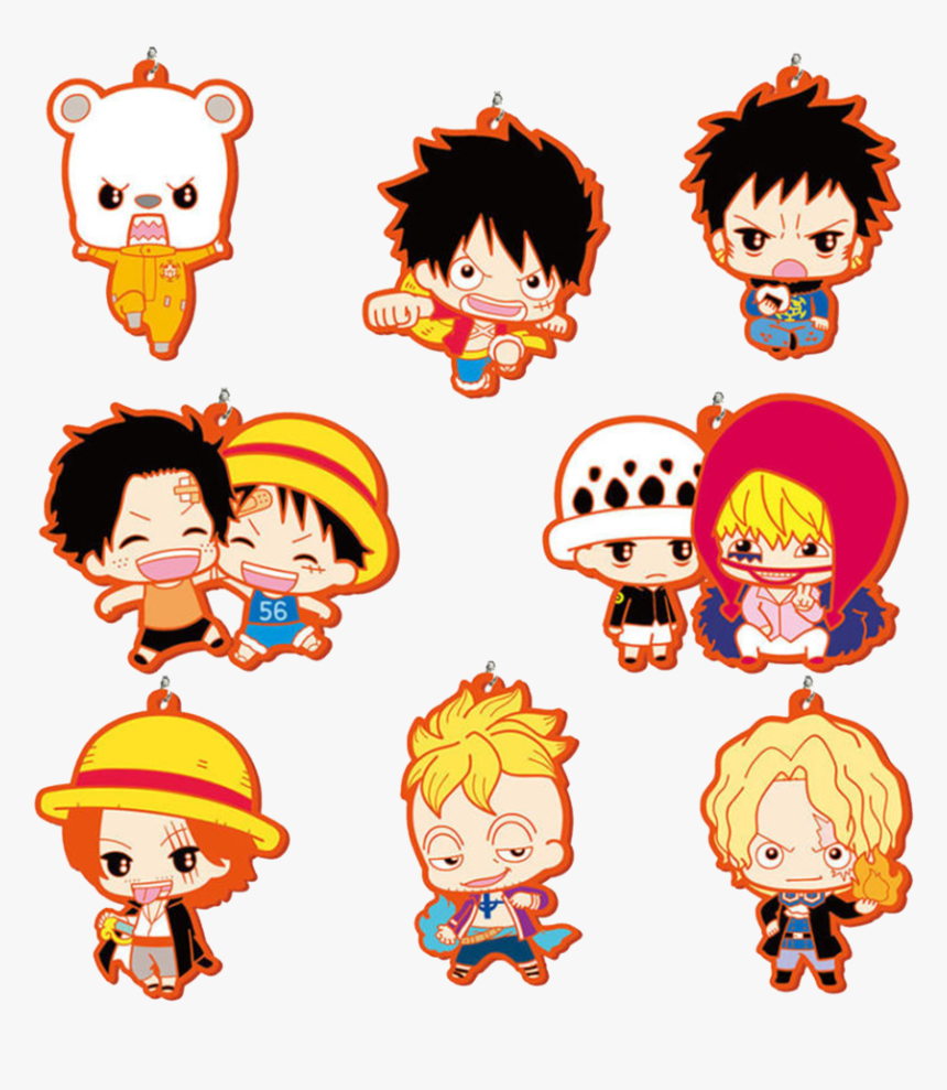 Red Rubber 8 Pc Chibi One Piece Set - One Piece Chibi Stickers, HD Png Download, Free Download