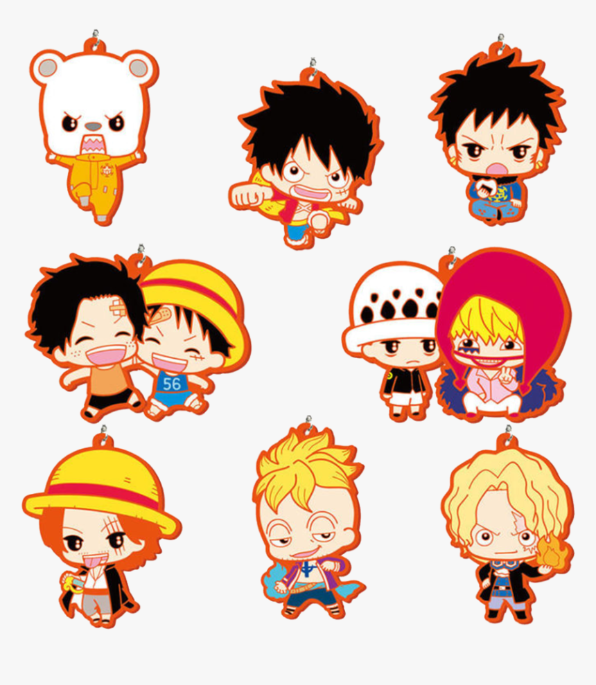 Red Rubber 8 Pc Chibi One Piece Set One Piece Chibi Stickers