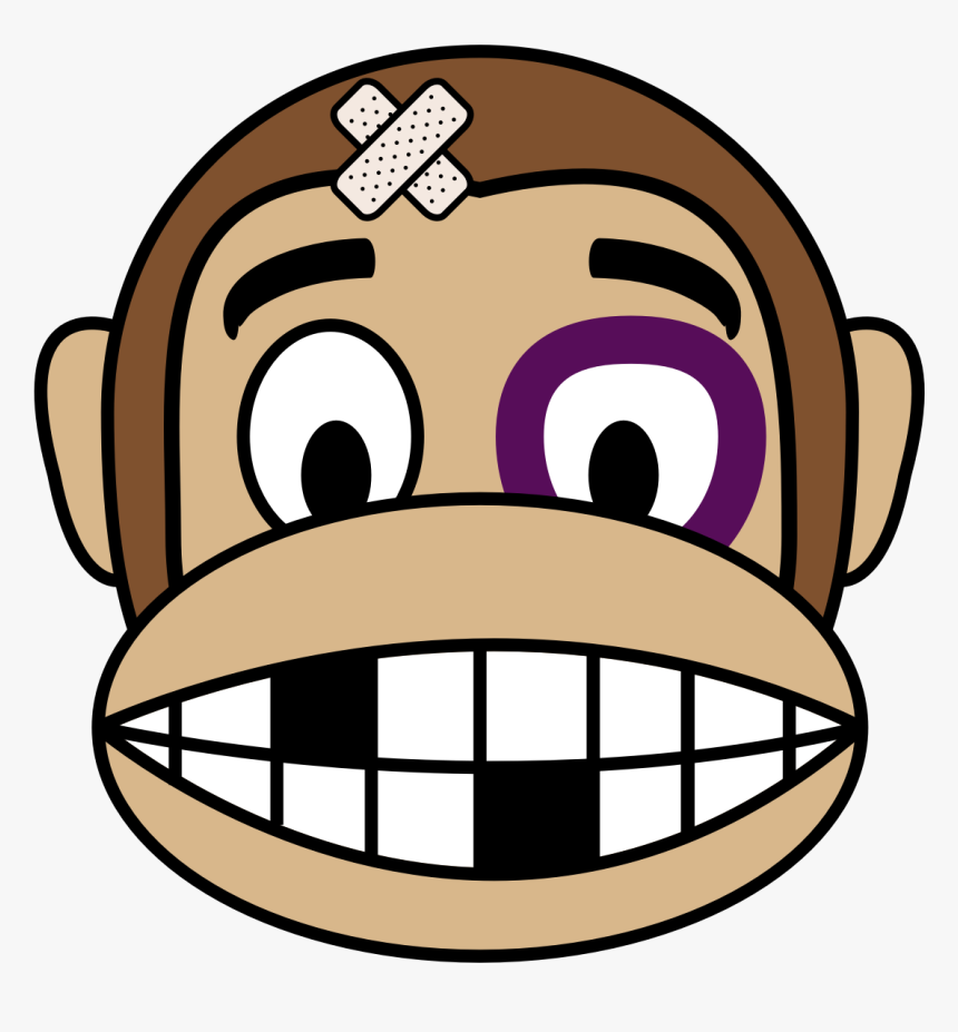 Cartoon,facial Expression,head,clip - Monkey With Head Bandage, HD Png Download, Free Download