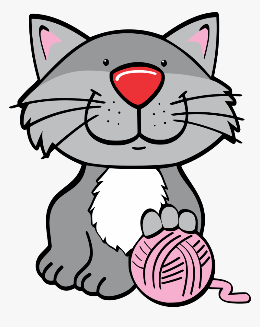 Cat With Yarn - Cat Front View Cartoon, HD Png Download, Free Download
