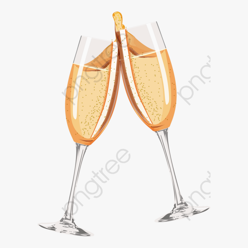 Champagne Golden Image And - Transparent Background Champagne Glass Cheers Clipart, HD Png Download, Free Download