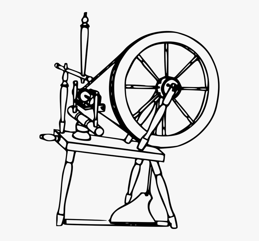 Spinning, Textile, Thread, Wheel, Yarn - Spinning Wheel Clipart Black And White, HD Png Download, Free Download