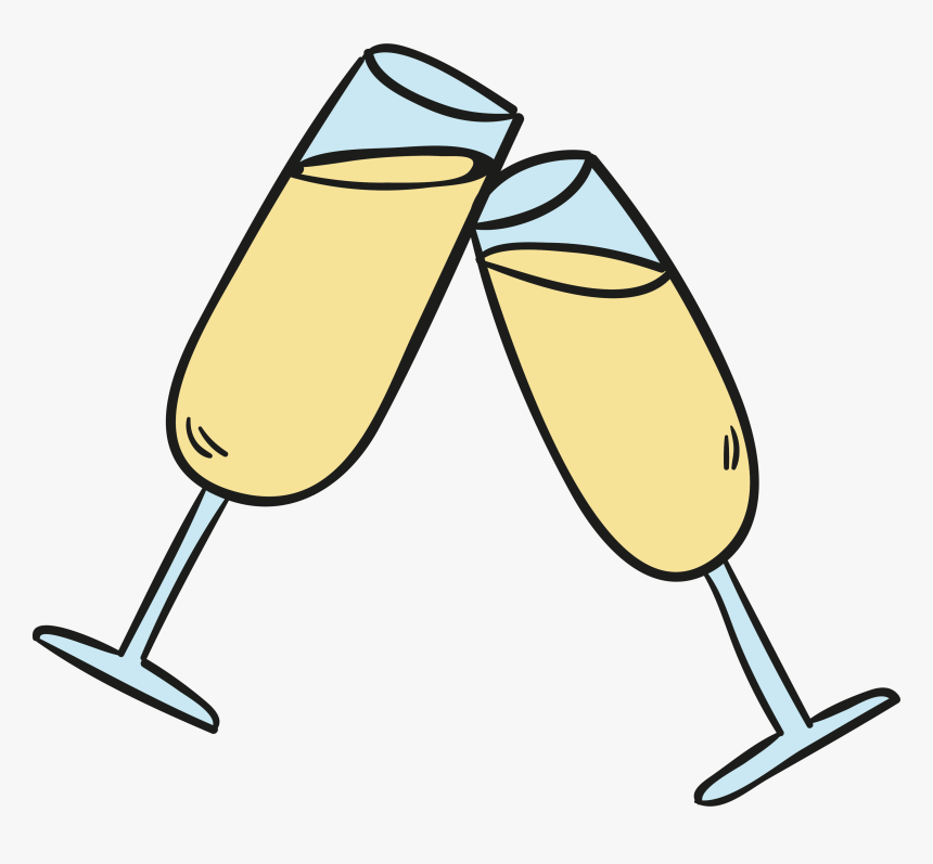 Png Black And White Champagne Drawing Cartoon - Cartoon Champagne Glasses Png, Transparent Png, Free Download