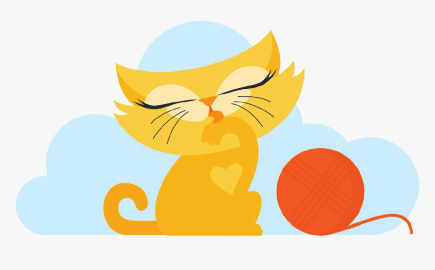Cat Paw Lick Yarn - Cartoon, HD Png Download, Free Download