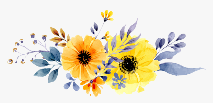 Transparent White Flower Border Png - Yellow Watercolor Flowers Png, Png Download, Free Download