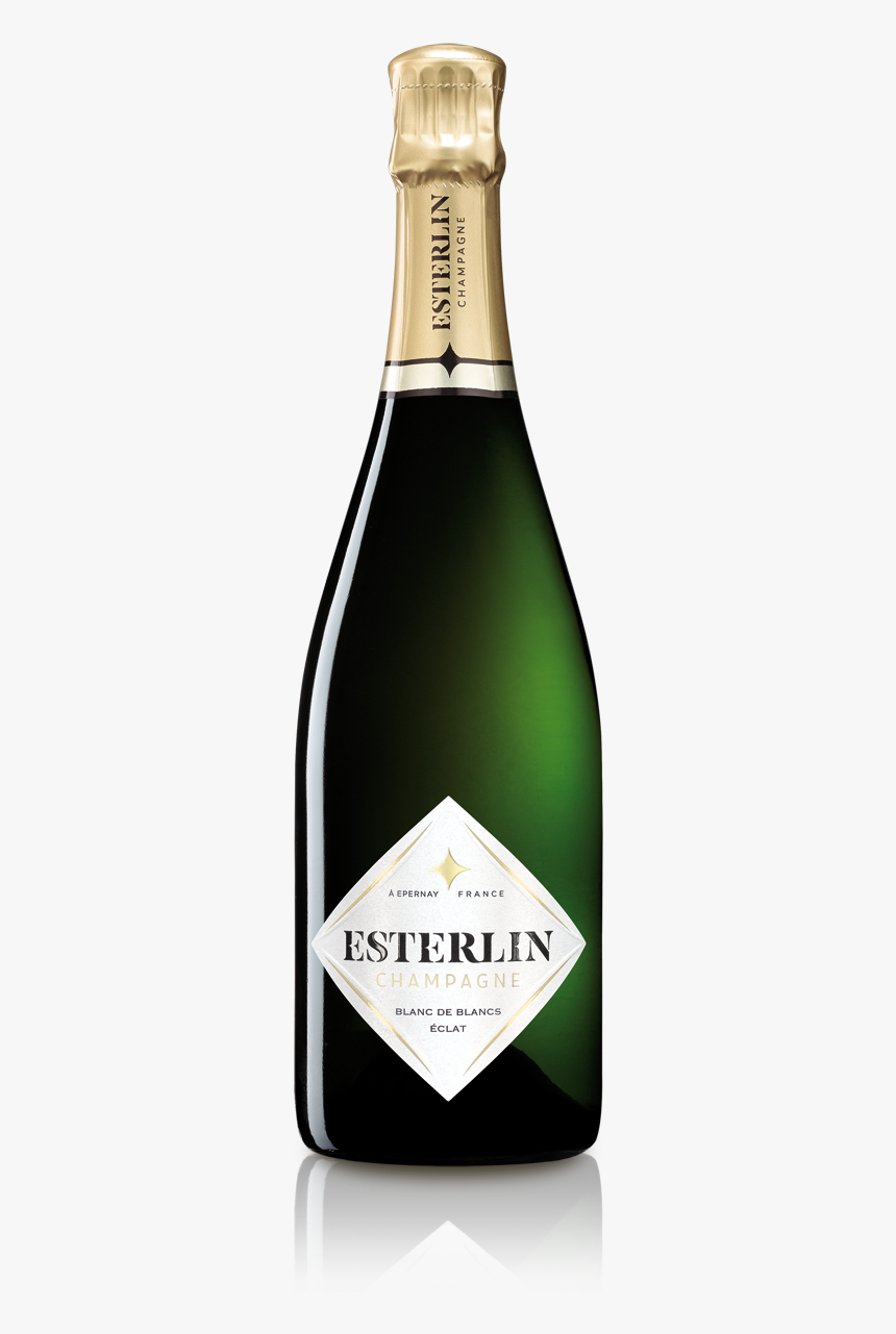 Bouteille De Blanc De Blancs Vue De Face Sur Fond Transparent - Champagne Esterlin Brut Eclat, HD Png Download, Free Download