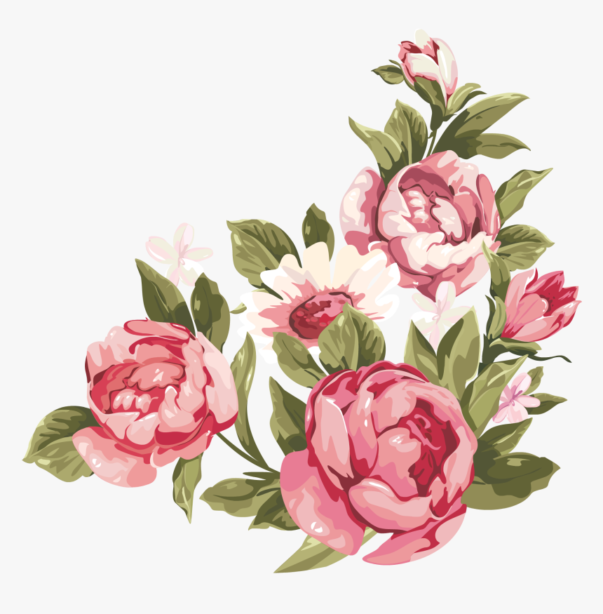 Romantic Pink Flower Border Png Clipart - Transparent Flower Border Png, Png Download, Free Download