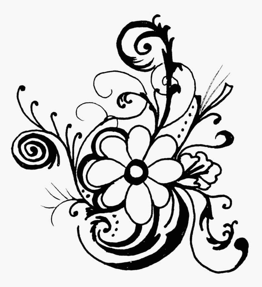 Monochrome Clipart Flower - Flower Clipart Black And White, HD Png Download, Free Download
