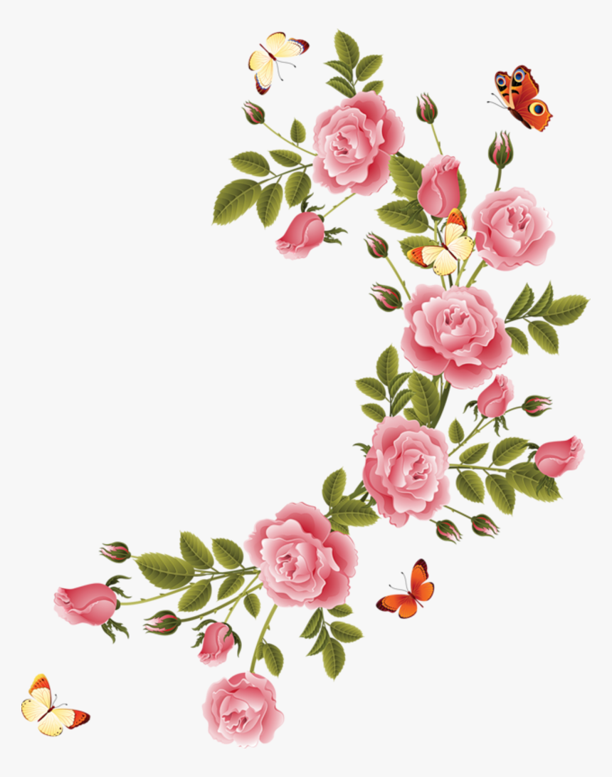 Romantic Pink Flower Border Png File - Pink Flower Border Png, Transparent Png, Free Download