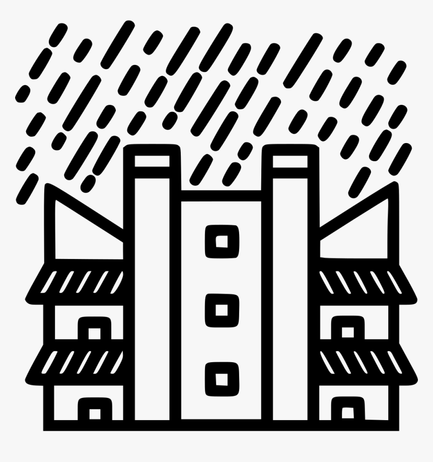 House Heavy Rain Home Rainy Raining Building - Building On Fire Svg, HD Png Download, Free Download