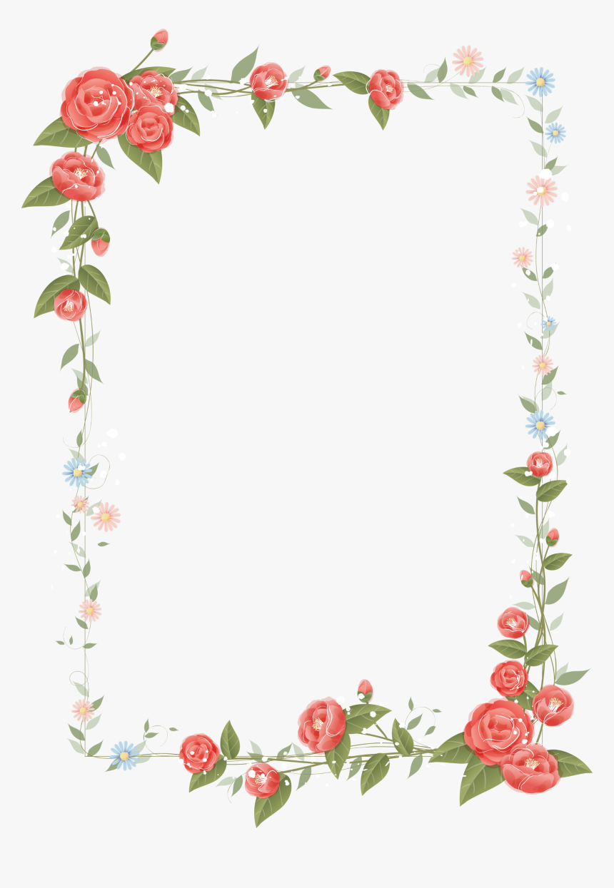 Rose Frame Design Floral Flowers Border Clipart - Floral Border Design Png, Transparent Png, Free Download