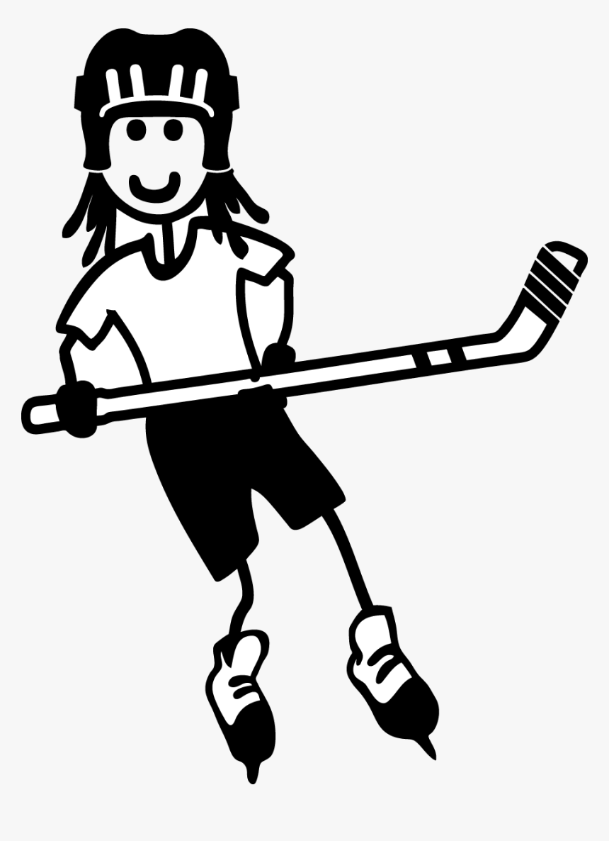 Girl Hockey Stick Girl Female Child Sticker Decal Car - Stick Figure Ice Hockey, HD Png Download, Free Download