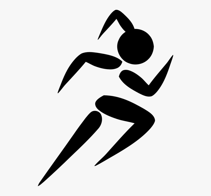 Runner, Girl, Pigtail, Pictogram, Female, Sign, Sport - Running Silhouette Clipart, HD Png Download, Free Download