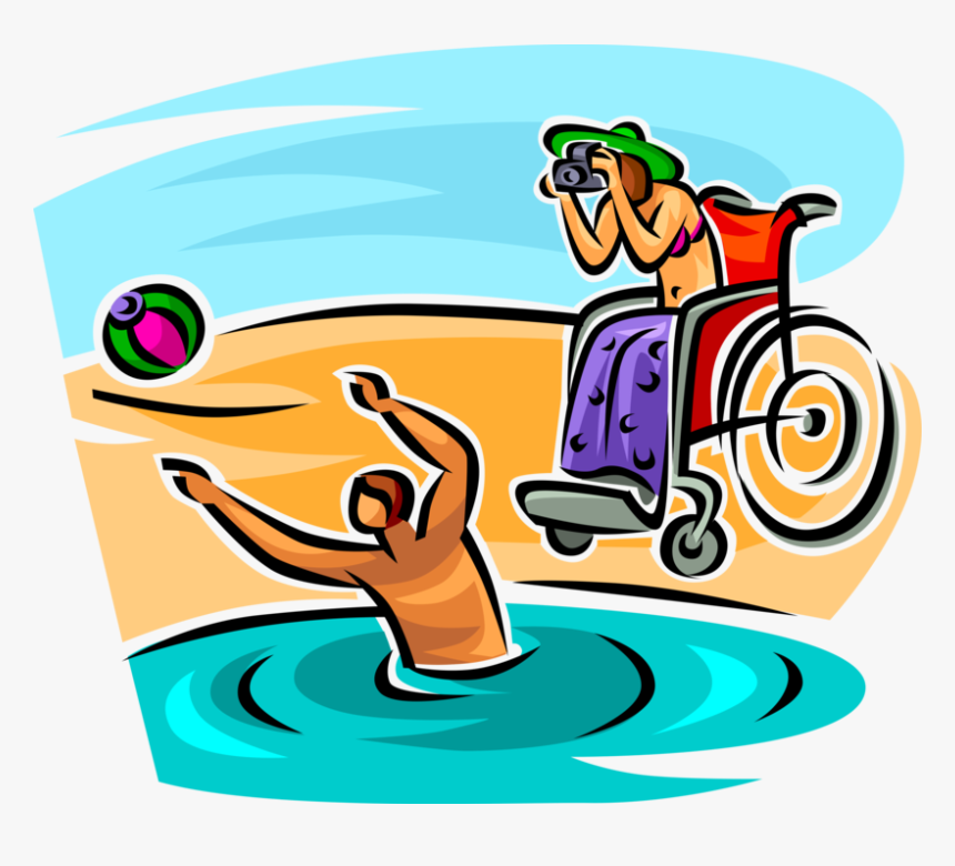 Vector Illustration Of Friends Play At Beach With Handicapped, HD Png Download, Free Download