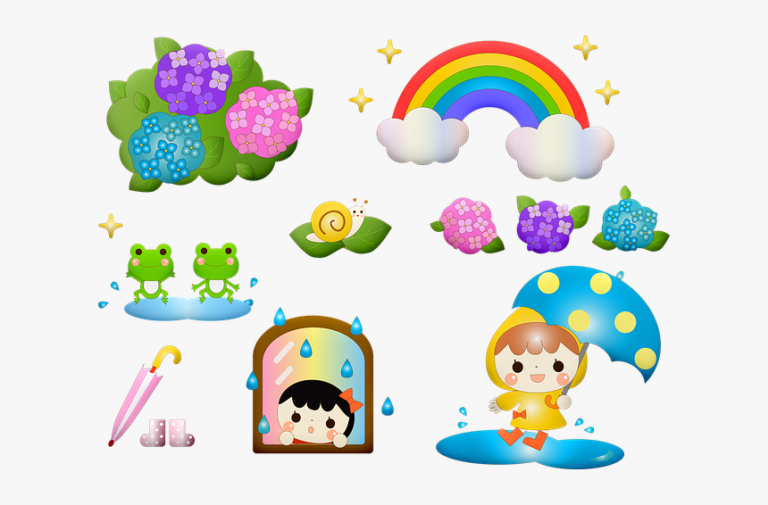 Kawaii Frog, Rainy Season, Japanese, Seasonal, Asian - Japanese Cute Seasons Cartoon Border Clipart, HD Png Download, Free Download