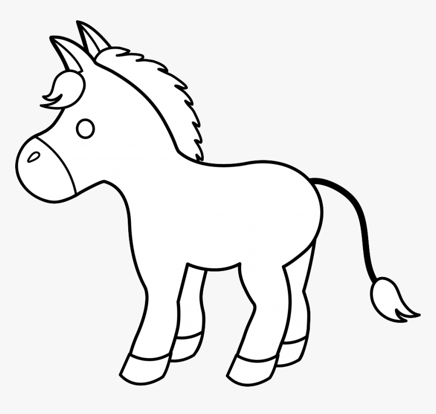 Foal - Clipart - Cartoon Donkey Black And White, HD Png Download, Free Download