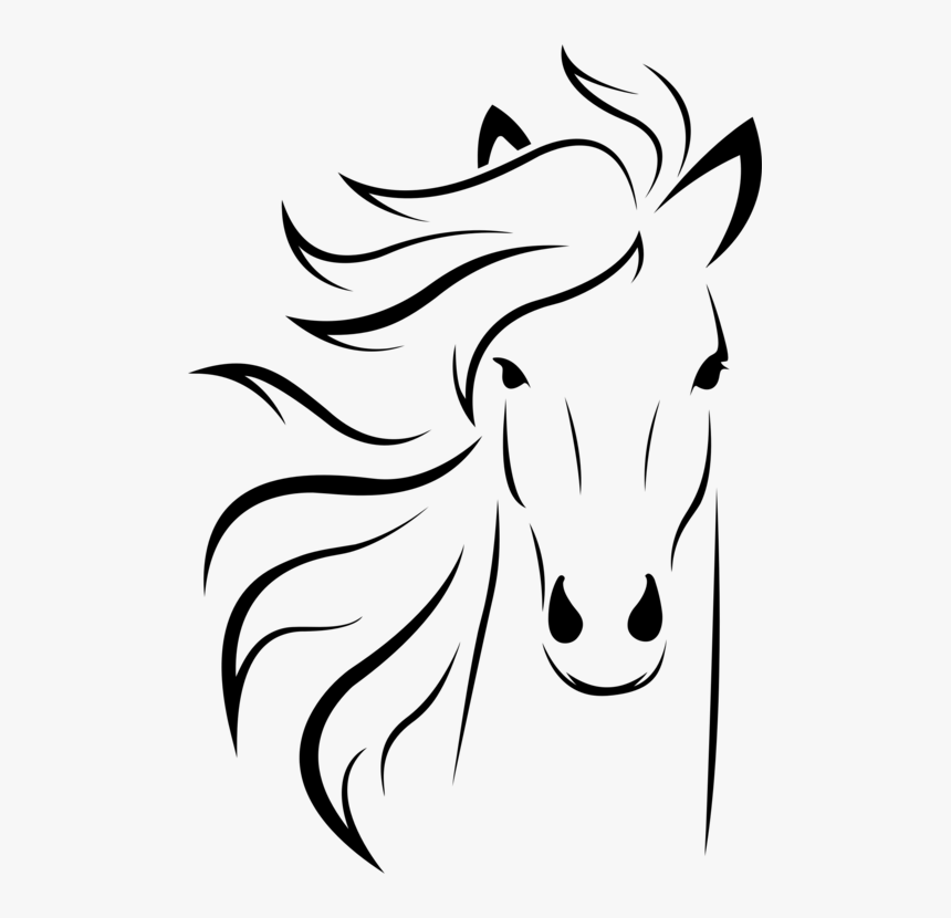 Horse Drawing Animal Face Silhouette Cc0 - Line Art Horse, HD Png Download, Free Download