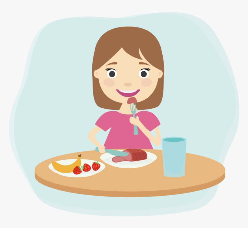 Eating Breakfast Child Clip Art Healthy Foods Clipart - Girl Eating Breakfast Clipart, HD Png Download, Free Download