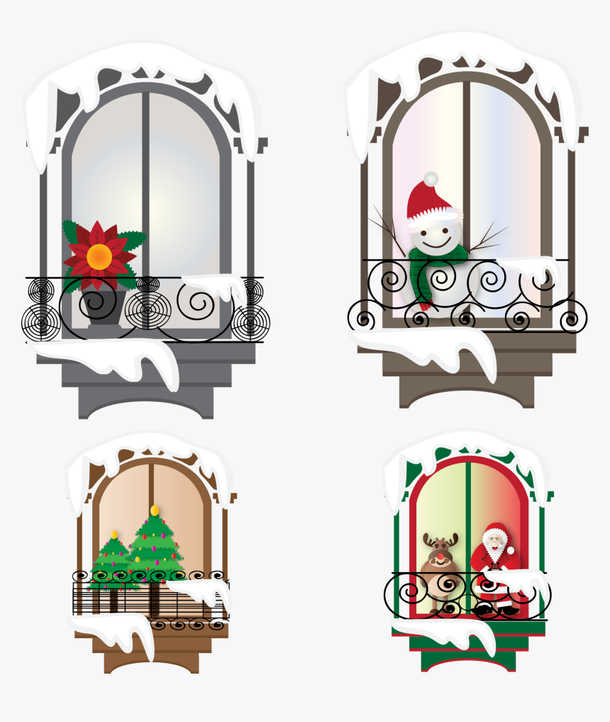 Christmas Window Christmas Window Clip Art - Christmas Window Decor Clipart, HD Png Download, Free Download