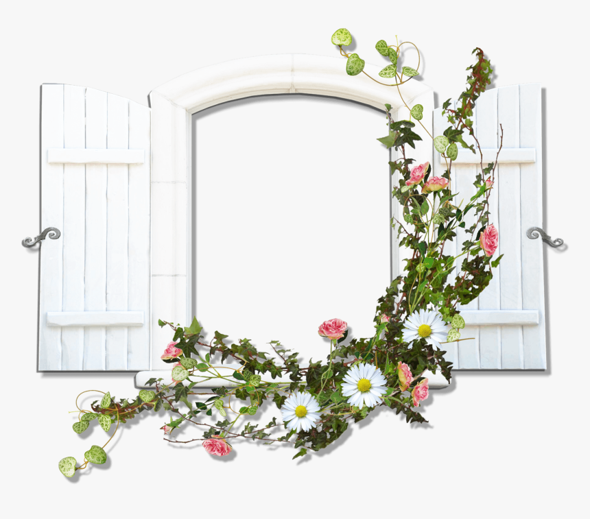 Window With Flowers - Window Frames With Flowers, HD Png Download, Free Download
