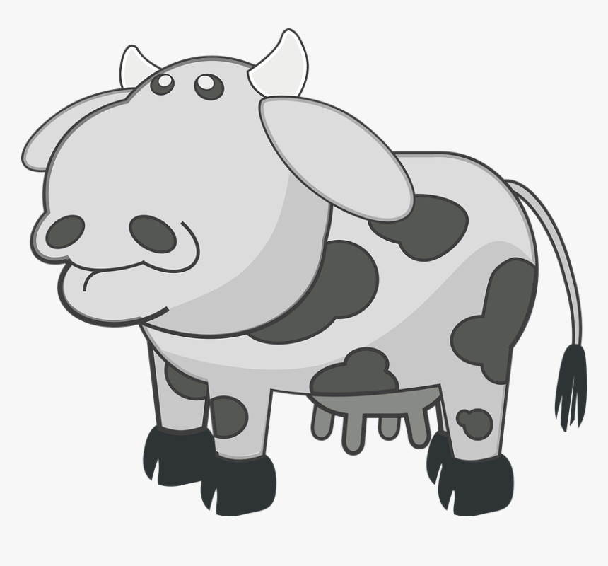 Cow, Black And White, Animal, Mammal, Cattle, Farms - Cow Clip Art, HD Png Download, Free Download