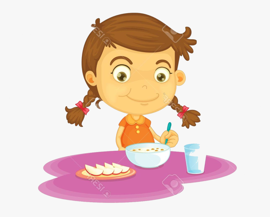 Eating Have Breakfast Clipart Child Food Children Transparent - Girl Eat Breakfast Clipart, HD Png Download, Free Download