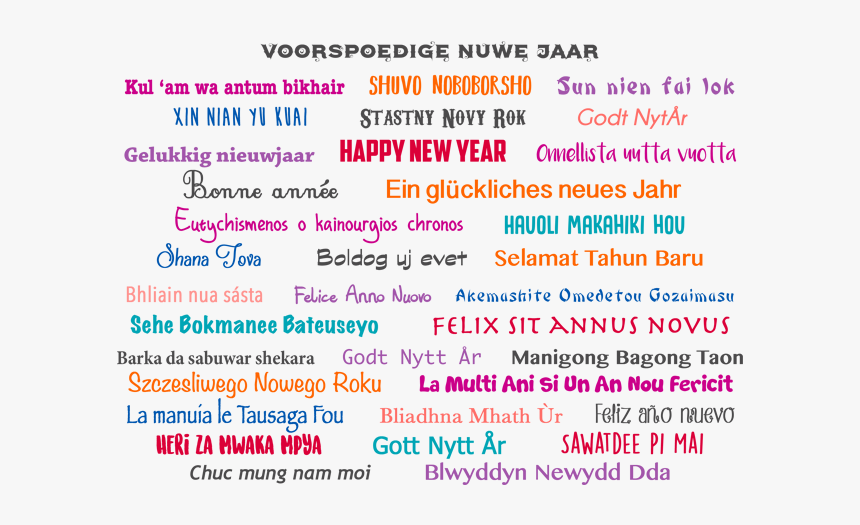 Reep Happy New Year In 35 Languages - Happy New Year In Languages Around The World, HD Png Download, Free Download