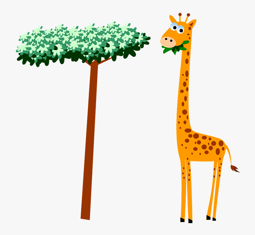 Giraffe Clipart Black And White, Giraffe Face Clipart, - Giraffe Eating